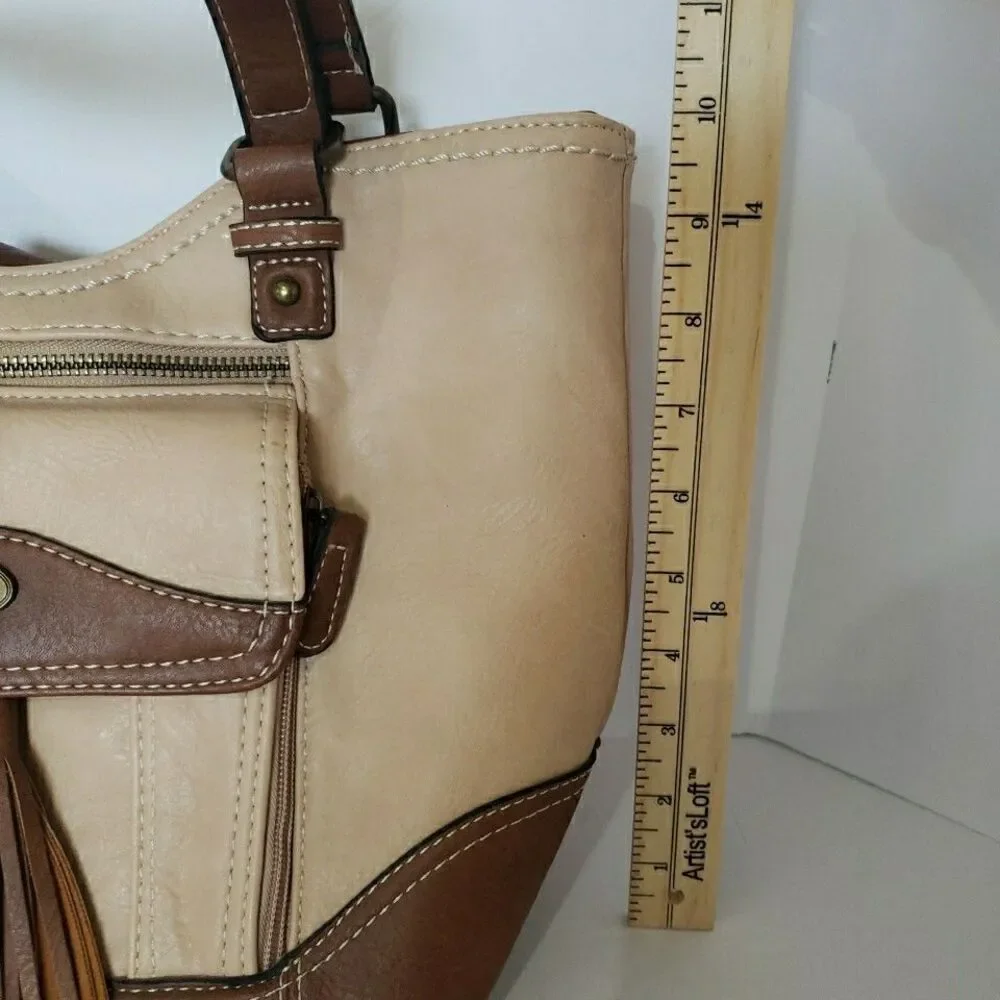 B.O.C. Born Concept Purse Handbag Tan Brown Shoulder Bag Pockets Western Country - Picture 8 of 8
